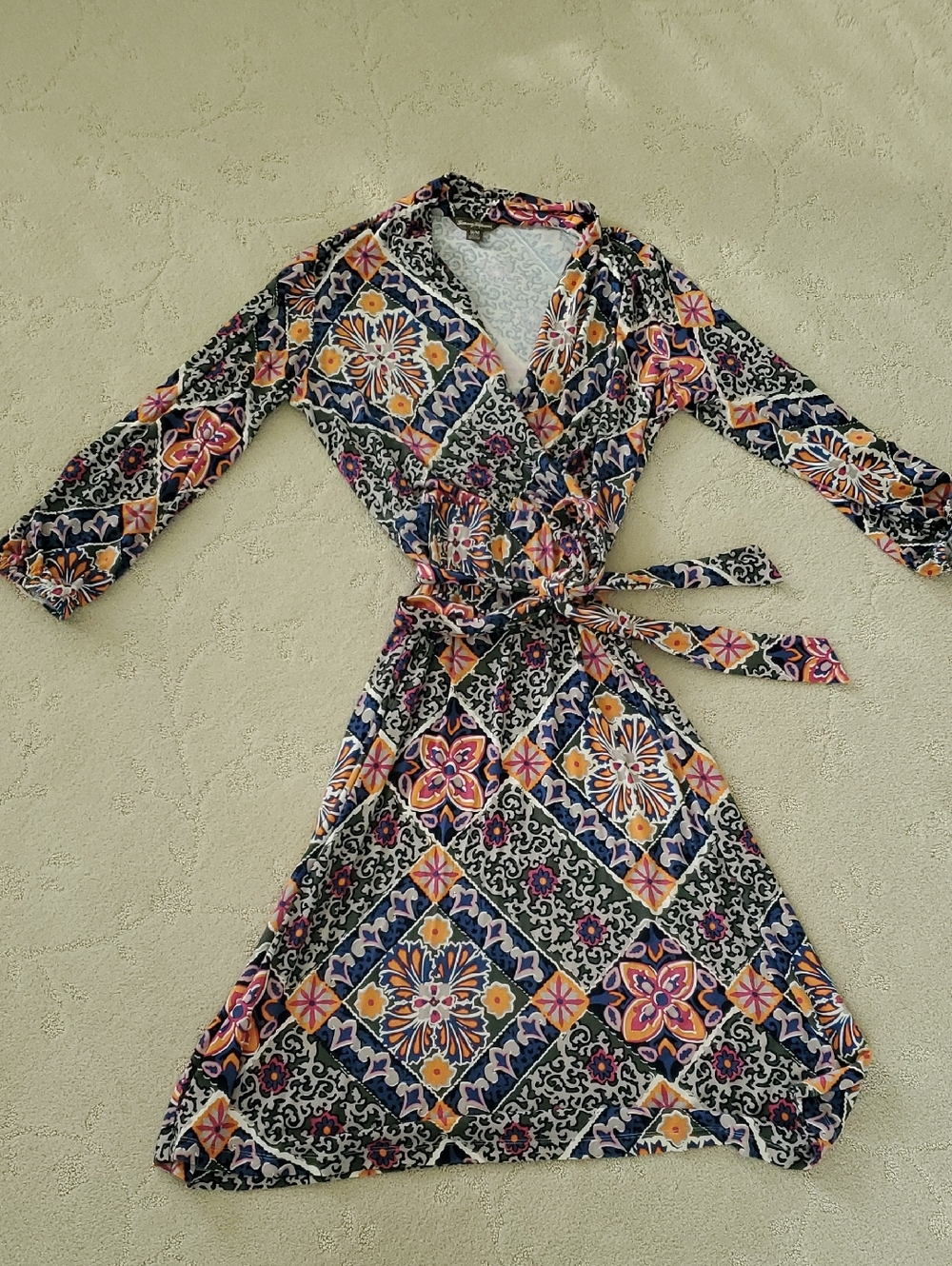 Tommy Bahama Navy Floral Tile Wrap Dress
